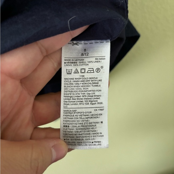 GAP Sleeveless Tie-Shoulder Dress 100% linen- Navy Blue Size 8 - Picture 5 of 5